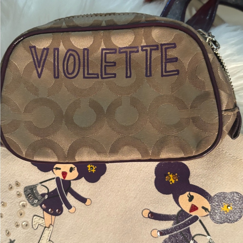 Coach poppy Purple and Cream Tote Bag - Picture 3 of 7